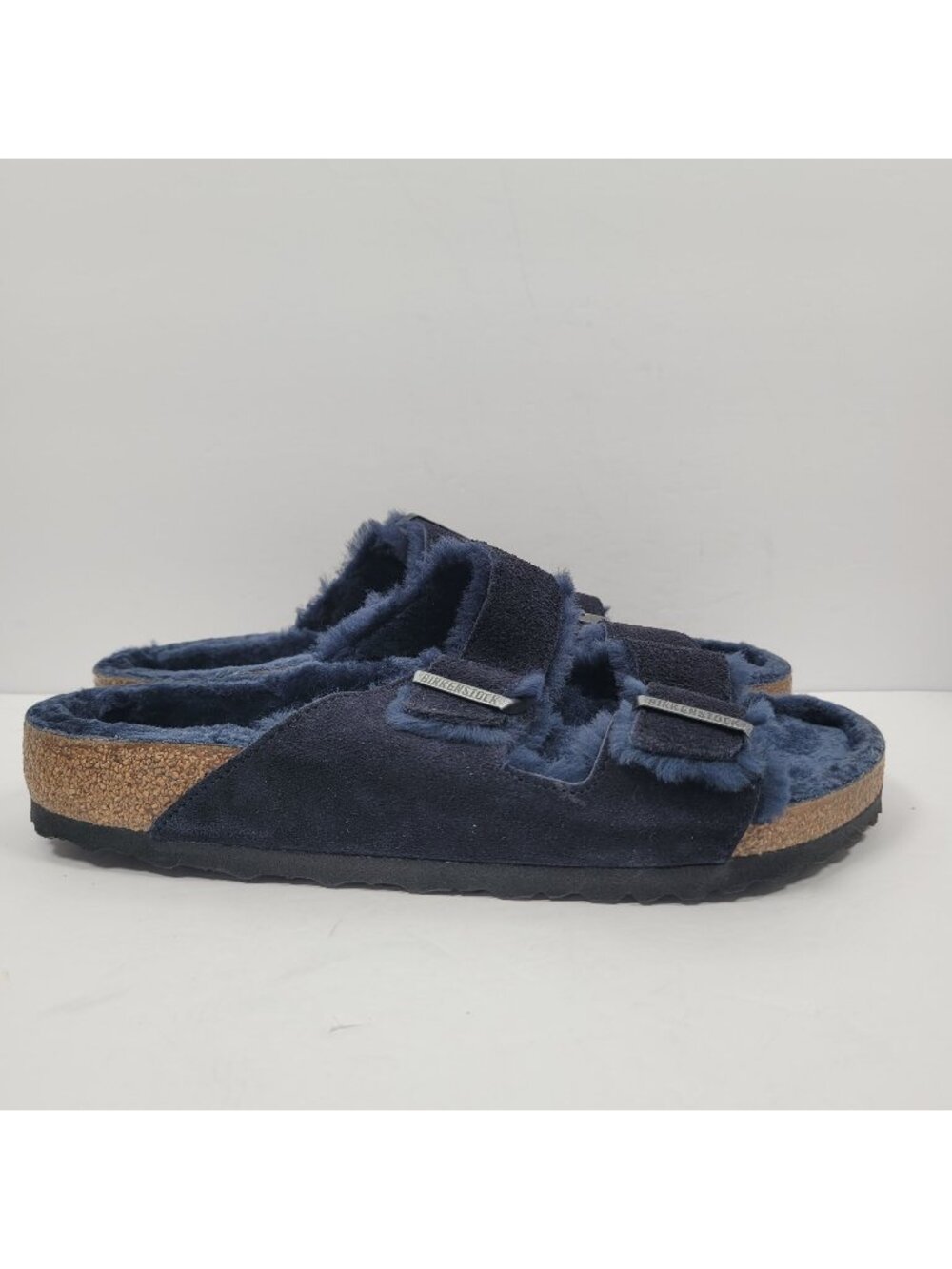 Birkenstock Arizona Big Buckle Shearling Men's Blue Sandals US Size 10 EU 43 NWT